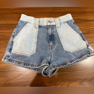 PacSun Two-Tone Light & Medium Blue High-Rise Denim Shorts